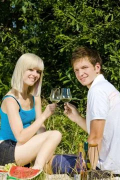 Couple at a picnic Foto stock
