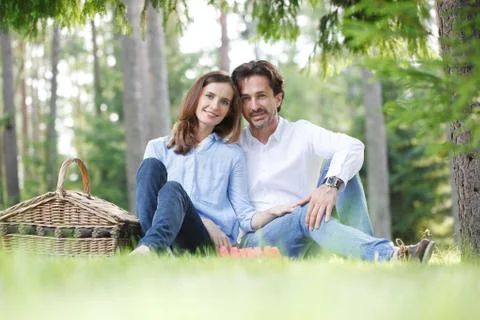Couple on picnic Stock Photos