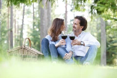 Couple on picnic Stock Photos