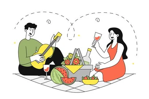 Couple at picnic vector simple Ilustração Stock