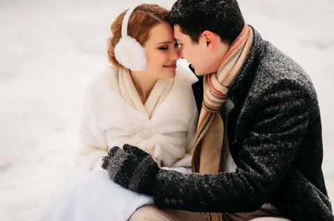 Couple in a pine forest Stock Photos