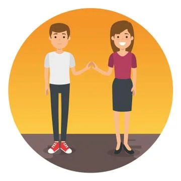 Couple in place characters Ilustração Stock
