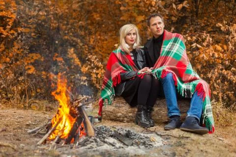 Couple with plaid Stock Photos