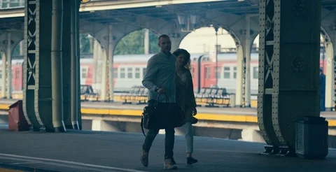 Couple On The Platform Video stock 78768645