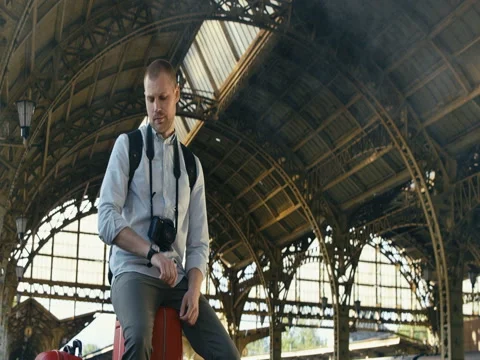 Couple On Platform At The Train Station Video stock 78792982