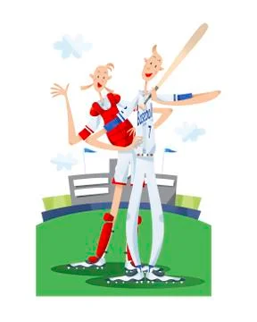 Couple playing baseball Ilustração Stock