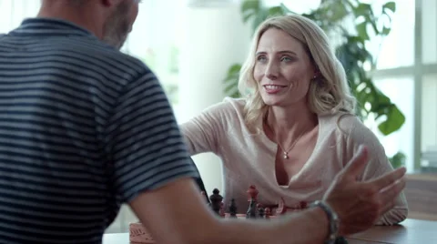Couple playing chess. Stock Footage 64121636