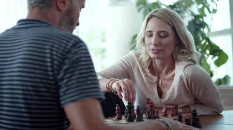 Couple playing chess. Stock Footage 64146263
