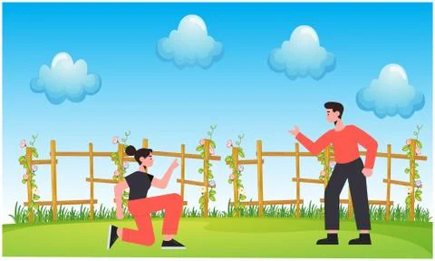 Couple playing in the garden Ilustração Stock