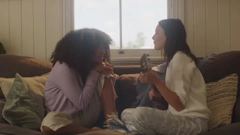 Couple Playing a Guitar romantically Stock Footage 262573535