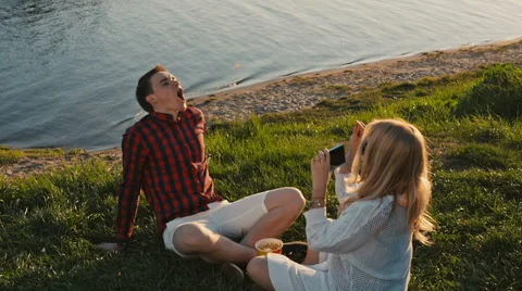 Couple playing with popcorn Stock Footage 63304218