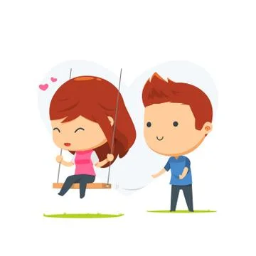 A couple is playing swing together Stock Illustration