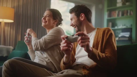 Couple Playing Video Games at Home Stock Video Pond5