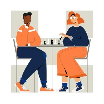 Couple plays chess. Stock Illustration