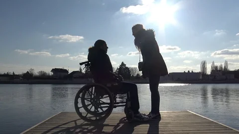Couple on a Pontoon Stock Footage 123365215