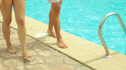 Couple at the pool Stock Footage 27483302