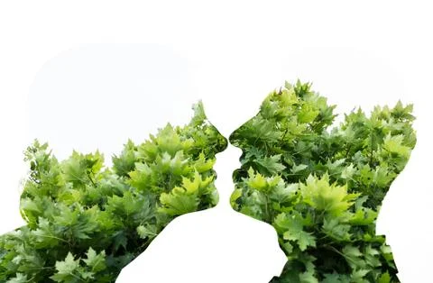 Couple portrait with the effect of multiple exposure 스톡 사진