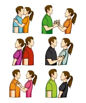 Couple poses over white background vector illustration Ilustração Stock