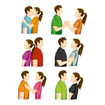 Couple poses over white background vector illustration Ilustração Stock
