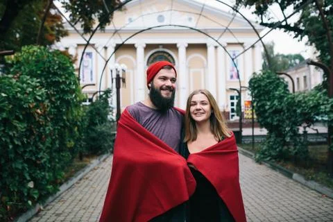 Couple posing in the park Foto stock