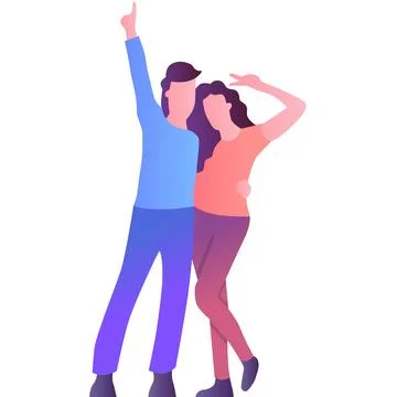 Couple posing for photo vector icon isolated Stock Illustration