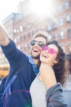 Couple posing for a selfie Stock Photos