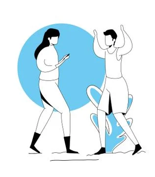 Couple practicing exercise in park landscape Ilustração Stock