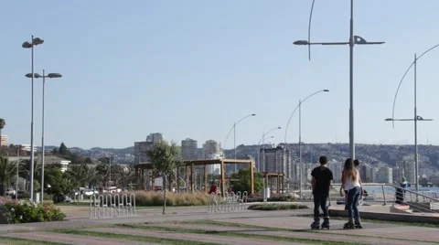 A couple practicing roller blades Stock Footage 46388492