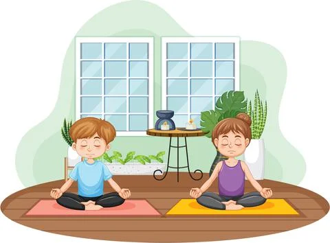 Couple practicing yoga at park Ilustración de archivo