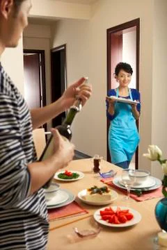 Couple Preparing Dinner Together Stock Photos
