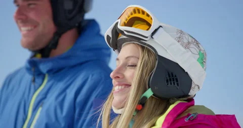 Couple Preparing To Go Skiing Stock Footage 139762747