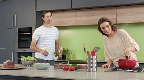 Couple preparing a meal together Stock Footage 60789017