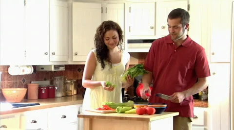 Couple Preparing Salad 270 Stock Footage 507672
