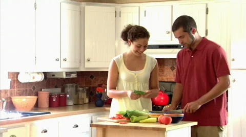 Couple Preparing Salad 271 Stock Footage