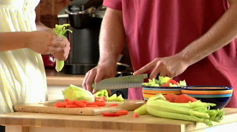 Couple Preparing Salad 274 Stock Footage 507689