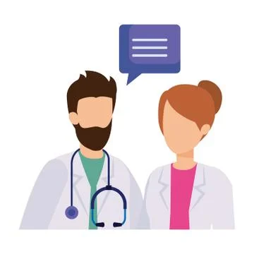 Couple of professionals doctors talking Stock Illustration