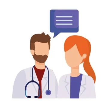 Couple of professionals doctors talking Stock Illustration