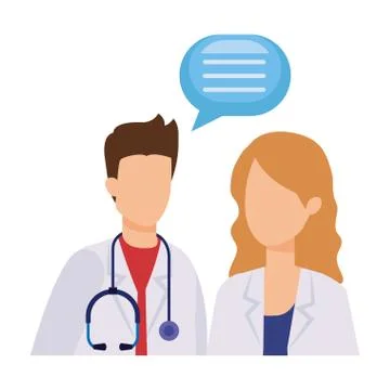 Couple of professionals doctors talking Stock Illustration