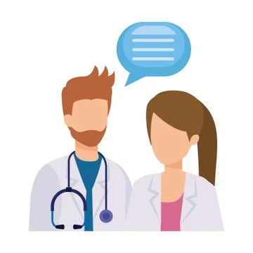 Couple of professionals doctors talking Stock Illustration