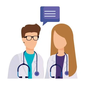 Couple of professionals doctors talking Stock Illustration