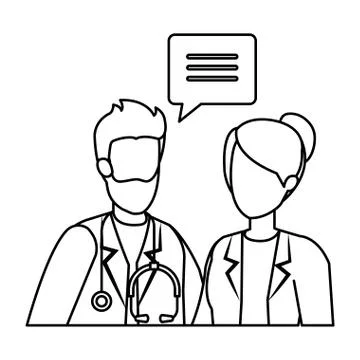Couple of professionals doctors talking Stock Illustration