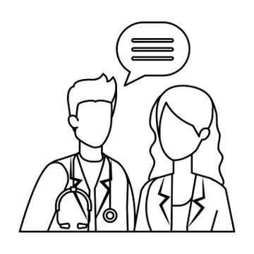 Couple of professionals doctors talking Stock Illustration