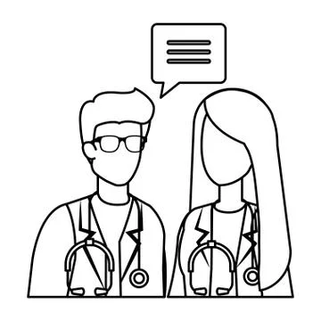 Couple of professionals doctors talking Stock Illustration