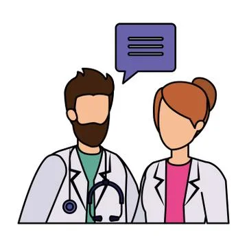 Couple of professionals doctors talking Stock Illustration