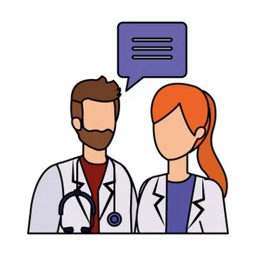 Couple of professionals doctors talking Stock Illustration