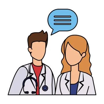 Couple of professionals doctors talking Stock Illustration