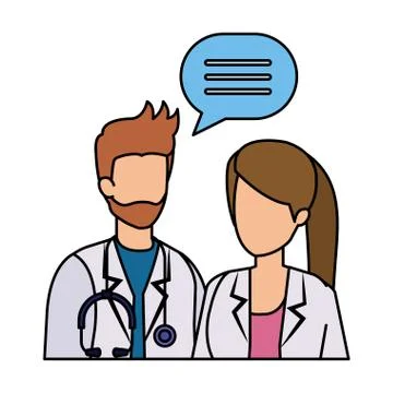 Couple of professionals doctors talking Stock Illustration