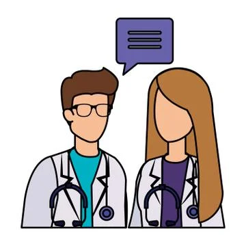 Couple of professionals doctors talking Stock Illustration