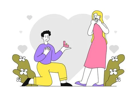 Couple with proposal vector linear Stock-Illustration