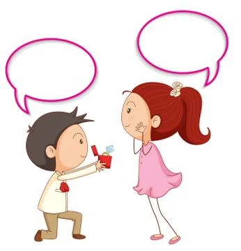 A couple propose with speech balloon Stock Illustration